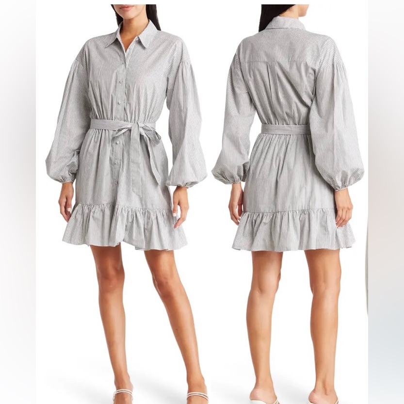 Cinq Sept Stripe Tie Waist Dress